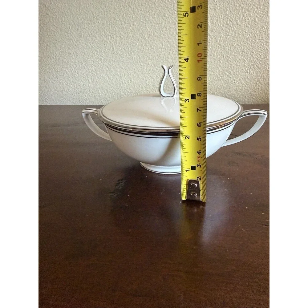 Noritake Fine China Rare Winston Cream and Sugar Set Platinum Trim Made In Japan